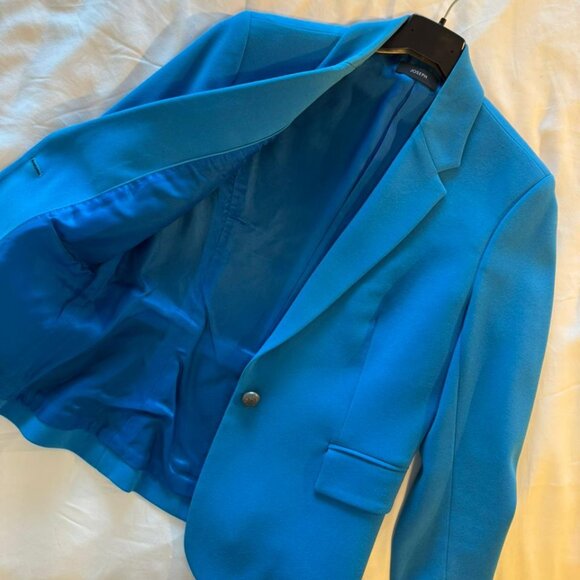 JOSEPH Tailored Cobalt/Azure Blue Single-Button Crepe Blazer (S/M) - Picture 2 of 6
